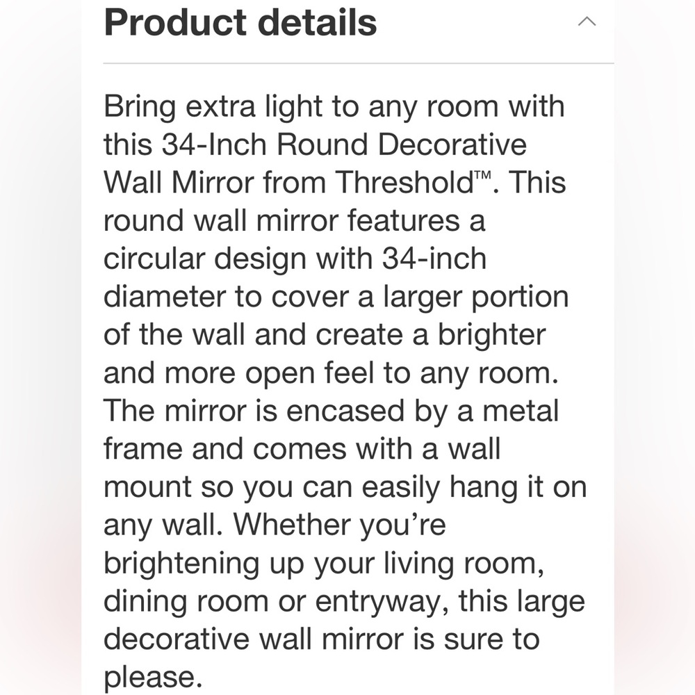 STUDIO MCGEE NWT round decorative wall mirror -brass -34” - Picture 5 of 7